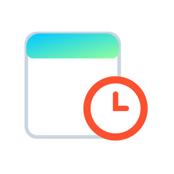 Calendar icon with clock symbol for scheduling and time management.