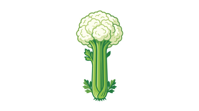 Cauliflower and celery hybrid vegetable tree representing nutritional synergy and plant-based power in a professional flat vector illustration for healthy lifestyle branding
