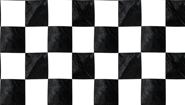 Checkerboard pattern background featuring high contrast black and white square tiles with a hand painted artistic textured brush stroke