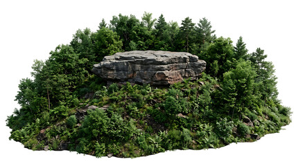Large rocky cliff surrounded by lush forest isolated on transparent background © Emdadul