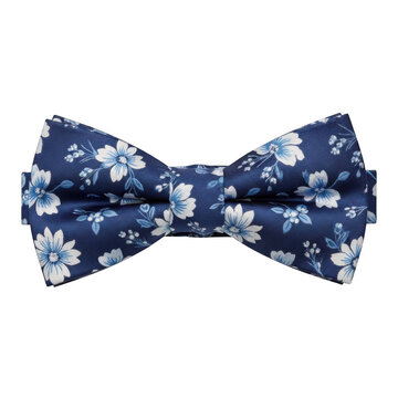 Blue floral bow tie for formal event or wedding groom fashion accessory isolated on transparent background