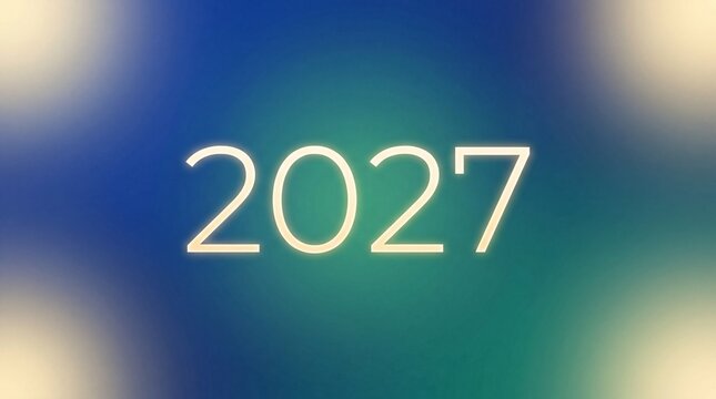 The year two thousand twenty seven brightly illuminated against a colorful abstract backdrop symbolizing innovation and future technological progress