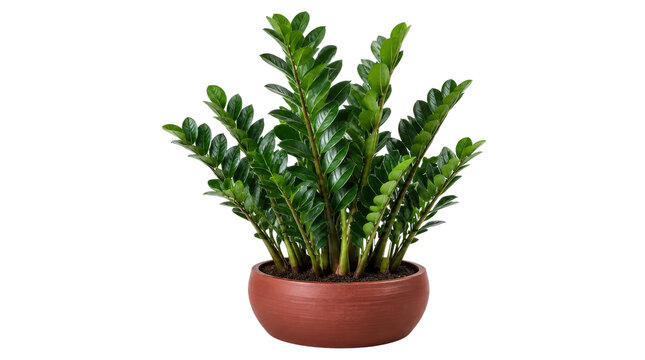 ZZ Plant in Brown Ceramic Pot Botanical Nature Detail