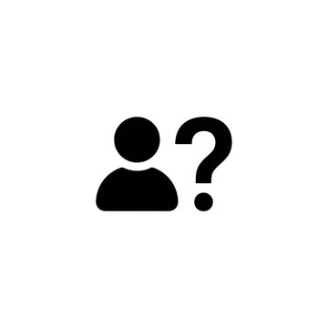 A black silhouette of a person with a question mark, indicating an unknown user or support.