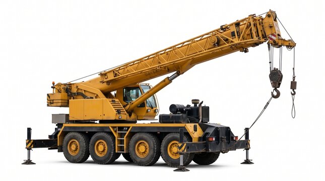 Heavy Equipment Mobile Crane Truck Isolated on White Background