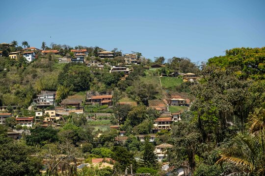 Residential hillside neighborhood in a lush valley
