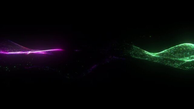4K Blue Particle Waves with Golden Accents Isolated on Black. Abstract Flowing Light Background Video for Elegant Motion Graphics, Wedding Titles and Holiday Overlays
