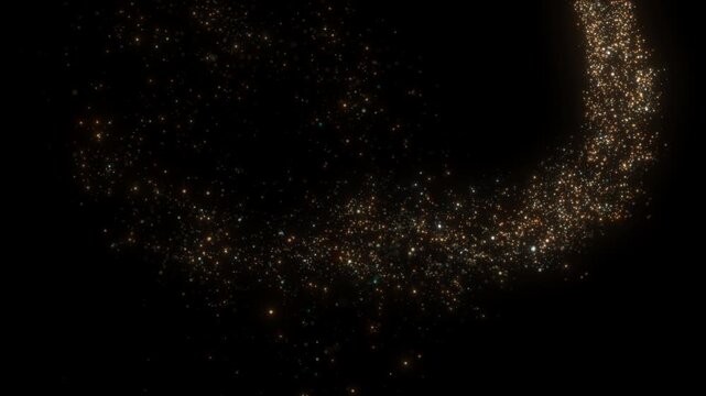 4K Gold and Blue Glitter Particle Band Isolated on Black. Sparkling Abstract Background Video for Wedding Titles, Anniversary Greetings and Holiday Overlays