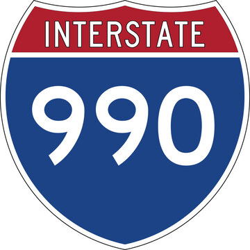 Interstate 990 Sign Icon I-990 US Highway Vector Symbol