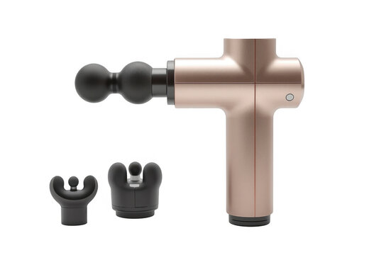 Rose gold percussion massage gun with attachments