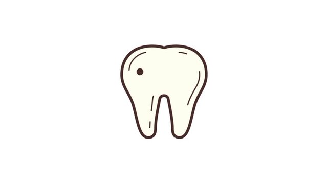 Cavity Dental care. Toothache pain and black spot on teeth cavity 3d icon animation