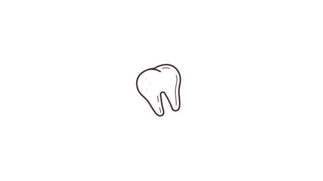 Clean teeth. Shiny tooth care animation isolated on white