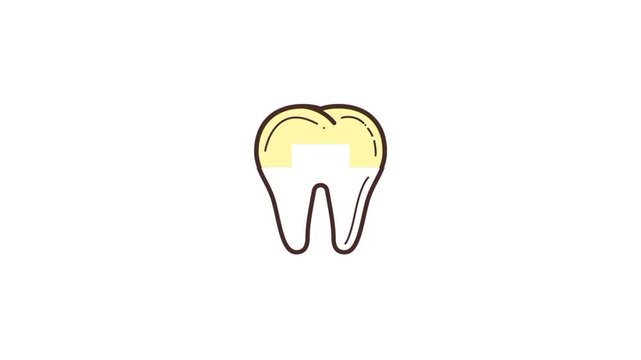 Dental tooth clean teeth icon animation isolated on white
