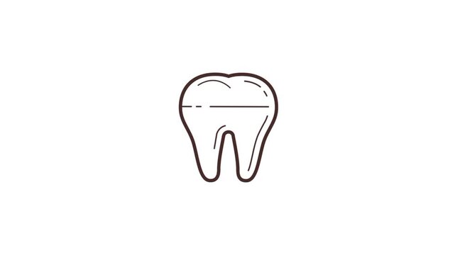 Dental tooth icon, Clean teeth care animation isolated on white
