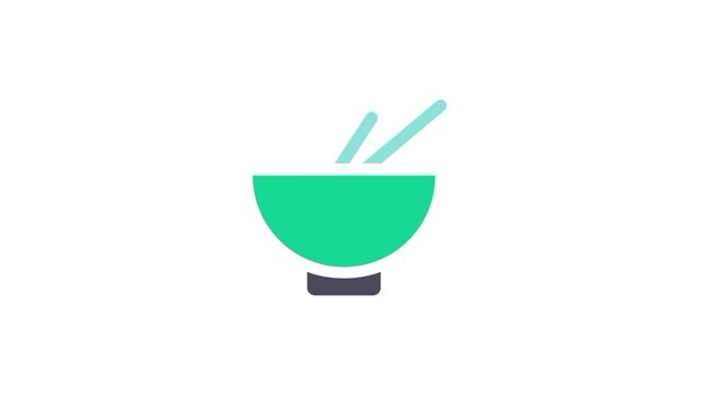 Green food bowl with straw on white background