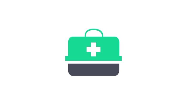 First aid kit icon. first aid box 2d animation 