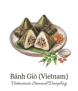Traditional Handcrafted Vietnamese Dishes Featuring Savory Steamed Rice Dumplings Wrapped In Fragrant Banana Leaves For Authentic Meals
