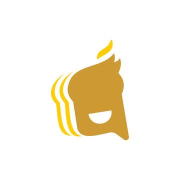 A clean, minimalist vector graphic and logo design featuring a stack of sliced bread with a smiling face shape, rendered in golden-yellow against a plain white background.