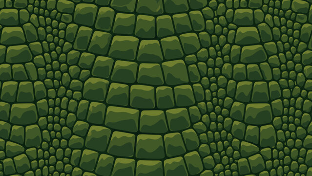 Dark Green Crocodile Skin Seamless Reptile Scale Pattern Flat Vector Background