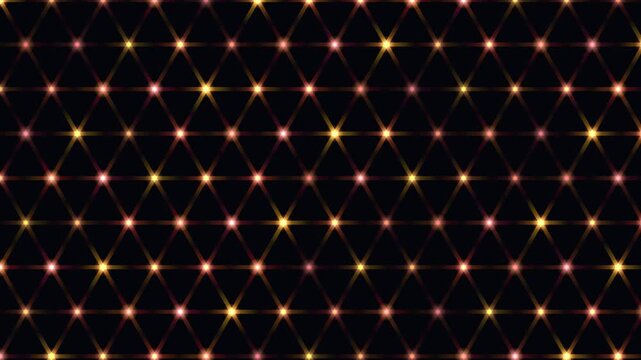 Glowing gold geometric star pattern background on black