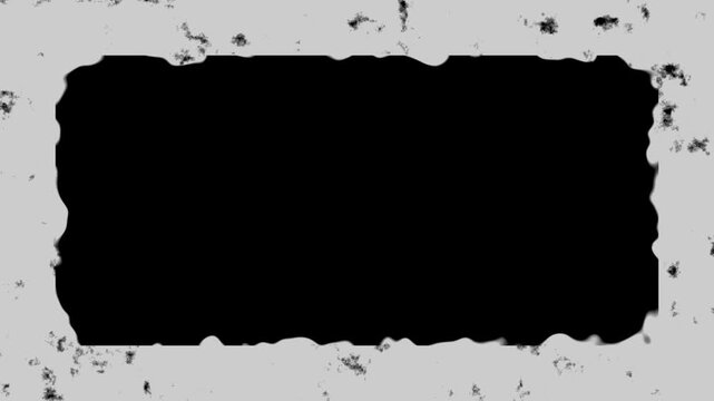 Black and white grunge film frame overlay with distressed borders for cinematic retro video editing effects
