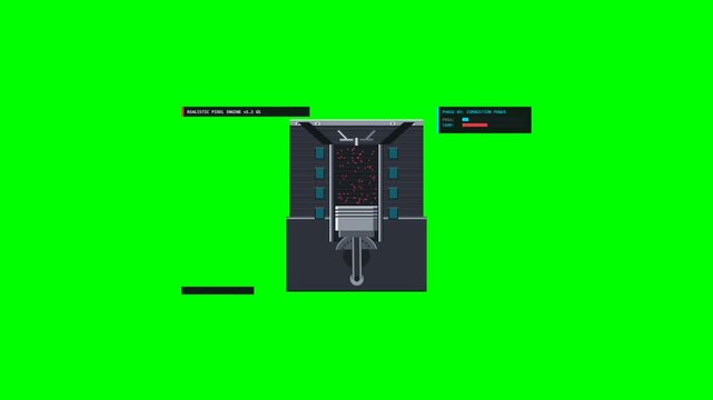 Pixel Engine Heart Combustion Sequence Realistic Metallic Engine Block Greenscreen