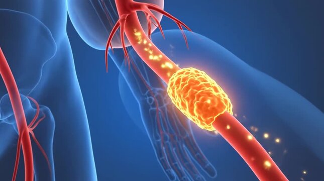 Human artery with pulsating aneurysm animation
