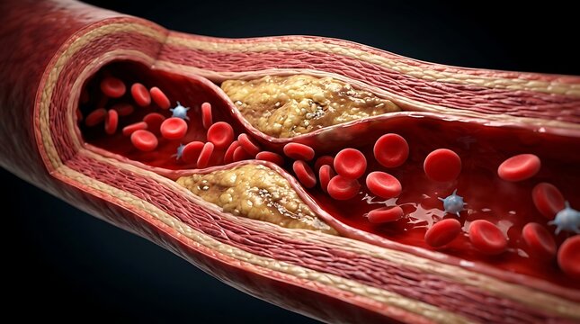 Blood vessel with cholesterol plaque buildup