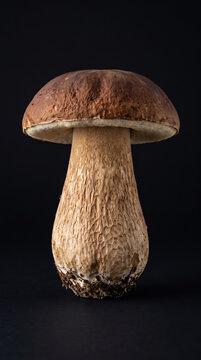 Porcini Mushroom Isolated on Dark Background 