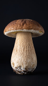 Porcini Mushroom on Dark Background 