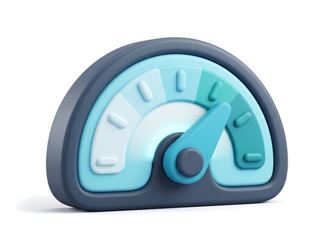 3D dashboard gauge speedometer icon representing measurement and progress with 3D icon