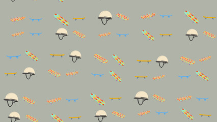 Colorful Skateboards and Helmets Pattern © Dalton