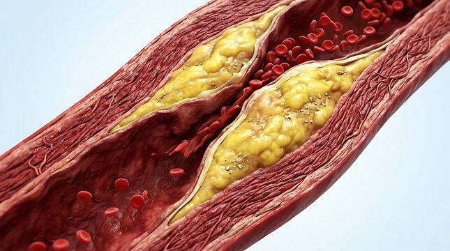 Arterial plaque buildup inside a blood vessel