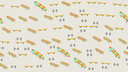 Skateboards and Dumbbells Seamless Pattern © Dalton