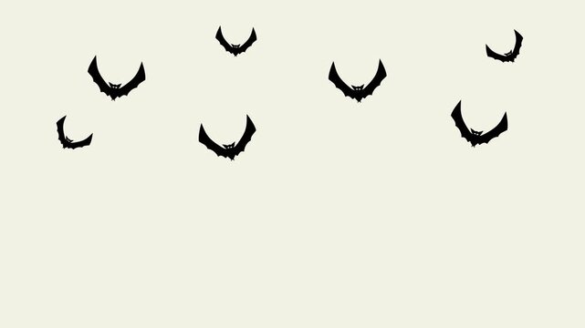 animation of bat silhouettes flying on a transparent background, this animation is suitable as an element in videos with a Halloween theme