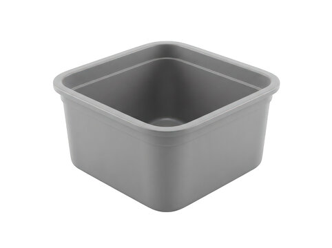 Gray plastic storage container with lid