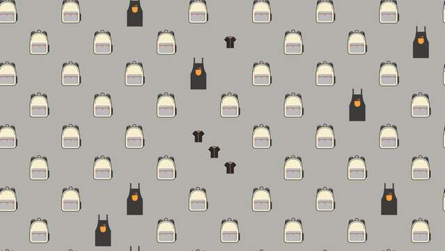 Pattern of Backpacks, Aprons, and T-shirts