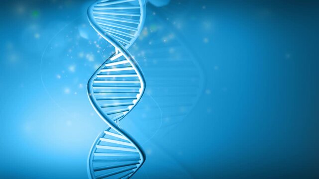 Rotating DNA Strand in Blue Space &mdash; 3D Scientific Animation