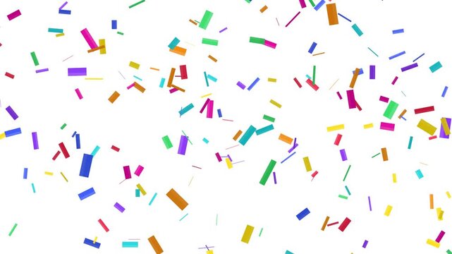 Colorful falling party confetti celebration background isolated on white backdrop