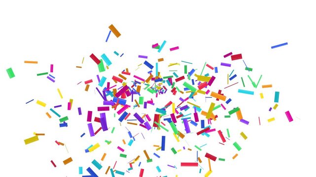 Colorful Confetti Bursting in Celebration A Vibrant and Festive Explosion of Joyful Colors on a White Background