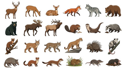 Obraz premium Farm Domestic Animals Vector Illustration Collection