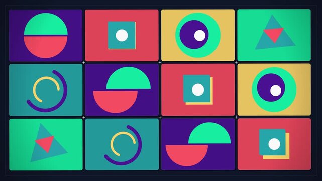 Abstract Colorful Geometric Pattern Background Featuring Minimalist Shapes in a Modern Grid Layout for Creative Design