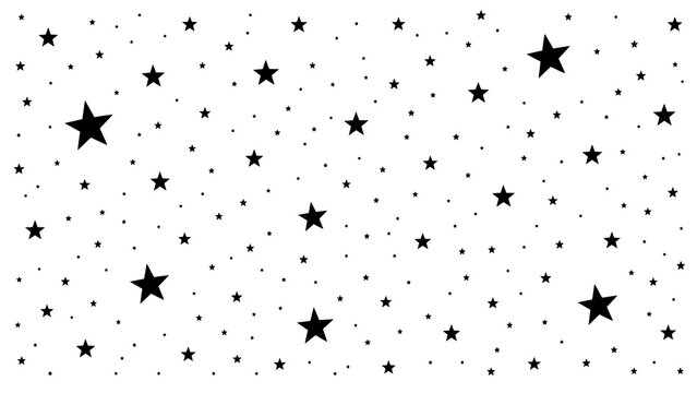 Scattered Black Star Pattern Silhouette Overlay on Transparent Background