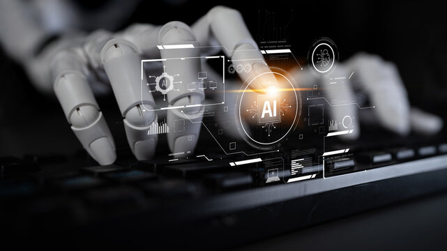 AI system interacting with artificial intelligence interface, processing data, executing algorithms, and enhancing automation with advanced artificial intelligence functions. Latch