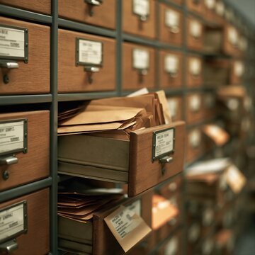 Vintage wooden seed storage cabinet with labeled index drawers for organized seed collection