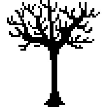 pixel art of bare tree for halloween