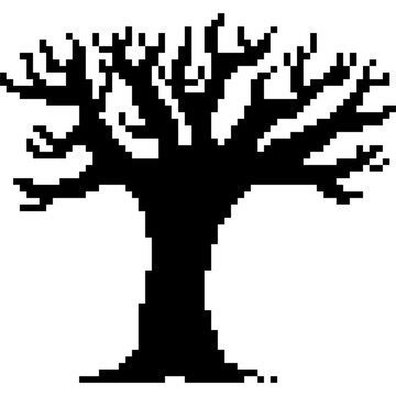 pixel art of bare tree for halloween