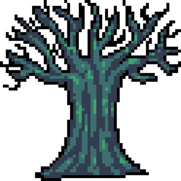 pixel art of bare tree for halloween