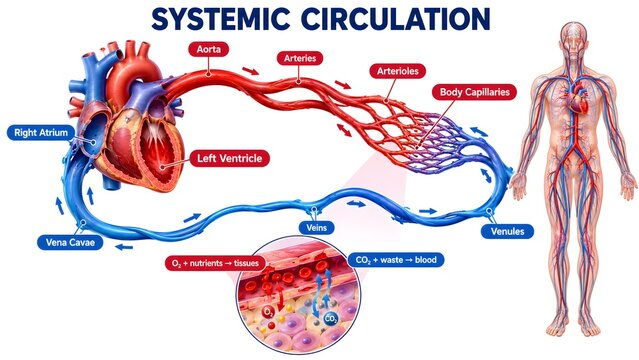 Systemic Circulation Anatomy &ndash; Blood Flow Through Body Tissues and Capillaries