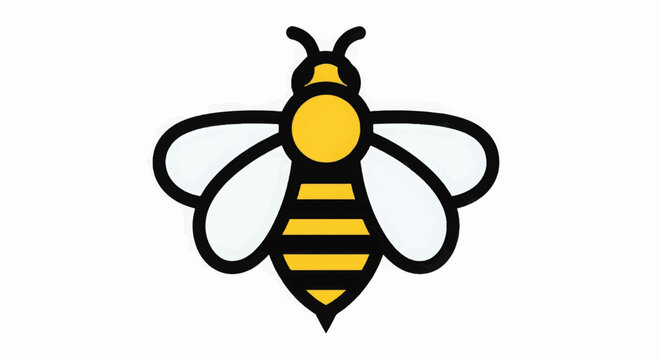 Cute stylized bumblebee illustration isolated on white background. Simple hand-drawn honey bee icon design for nature and conservation projects.